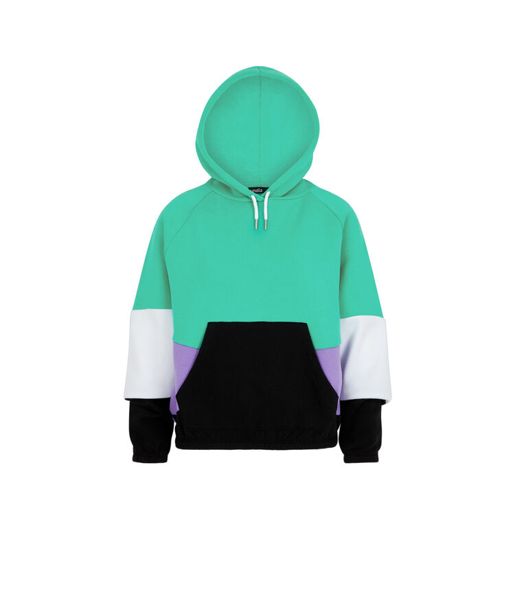 Sweat molleton à capuche offliniz vert émeraude.
