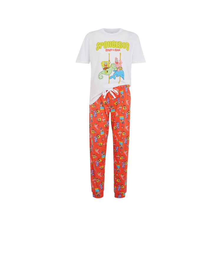 Set pyjama top + pantalon licence bob l'éponge patrickiz blanc.
