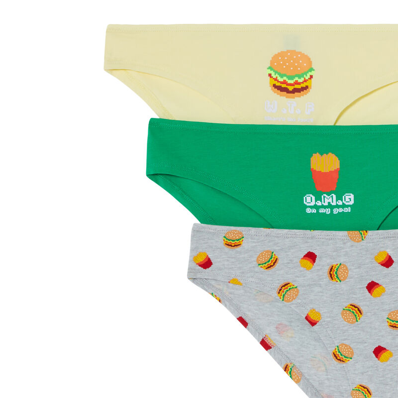 lot de 3 culottes burger - gris lot de 3 culottes burger - gris;