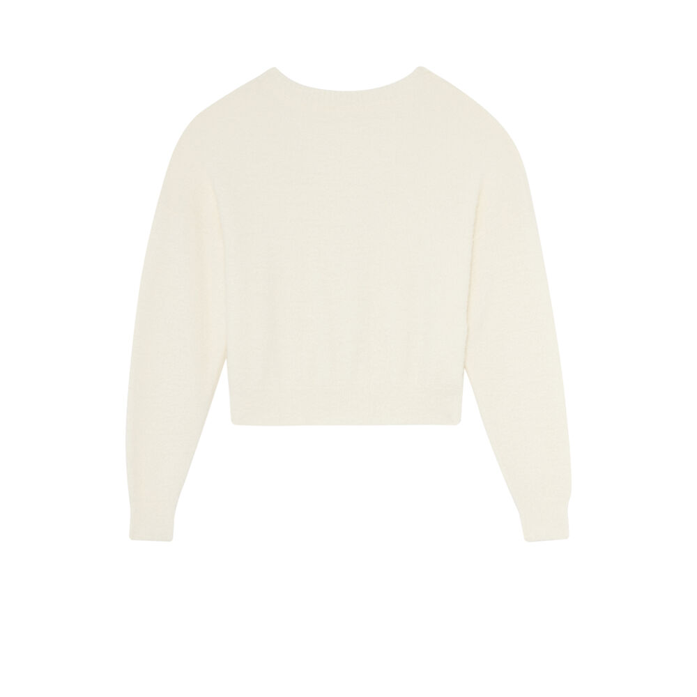 Cardigan en polaire à boutons - blanc ecru.