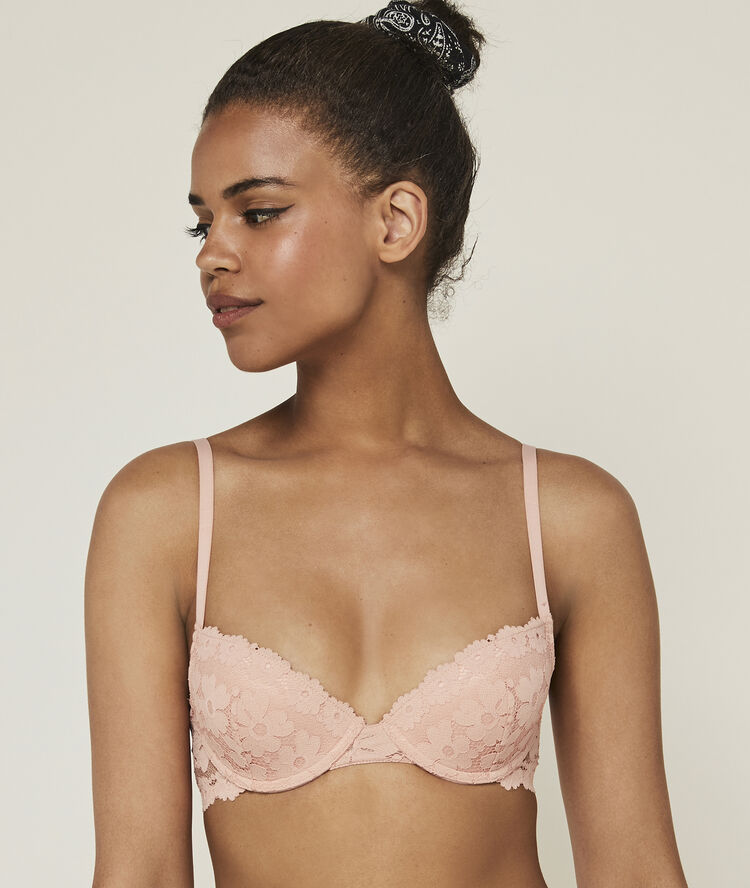 Soutien-gorge ampli dentelle detail camo coloramadiz rose poudré.