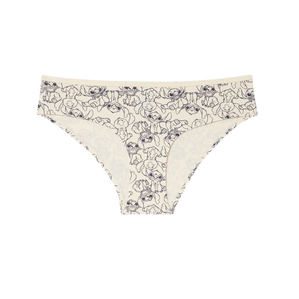 Shorty en coton imprimé stitch - blanc cassé blanc.