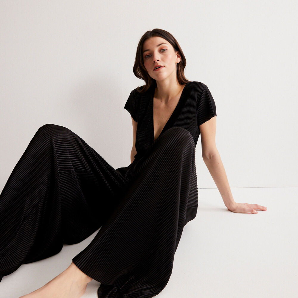 Pantalon plissé à élastique froncé - noir noir.
