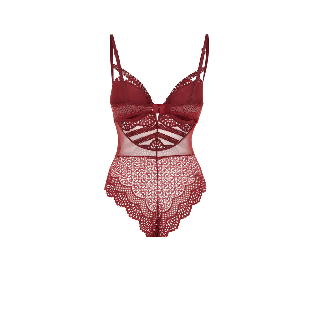 Body en dentelle avec liens - rouge rouge.