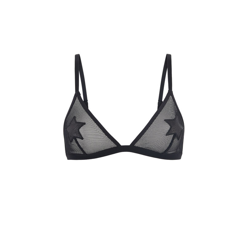 Soutien-gorge triangle sans armatures détail étoiles cabariz noir.
