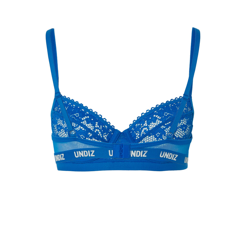 Soutien-gorge corbeille en dentelle à détail élastique - bleu bleu.