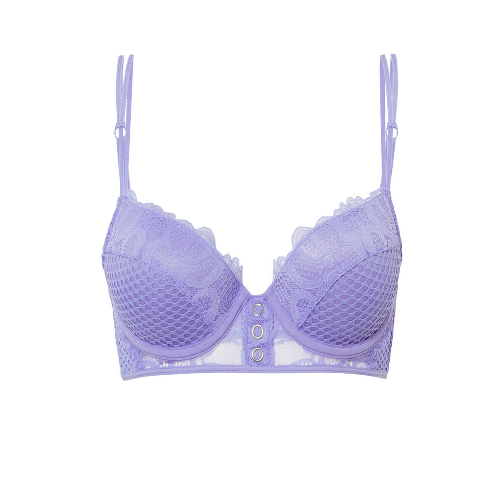 Soutien-gorge bustier push-up détail pressions - bleu bleu.