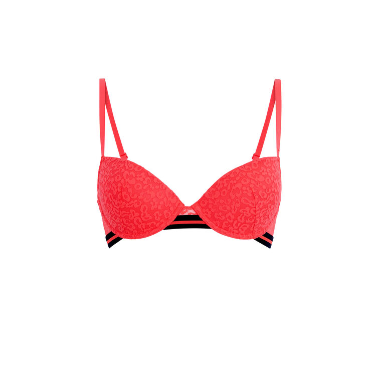 Soutien-gorge ampli corail fluo secretiz leopiz rose.