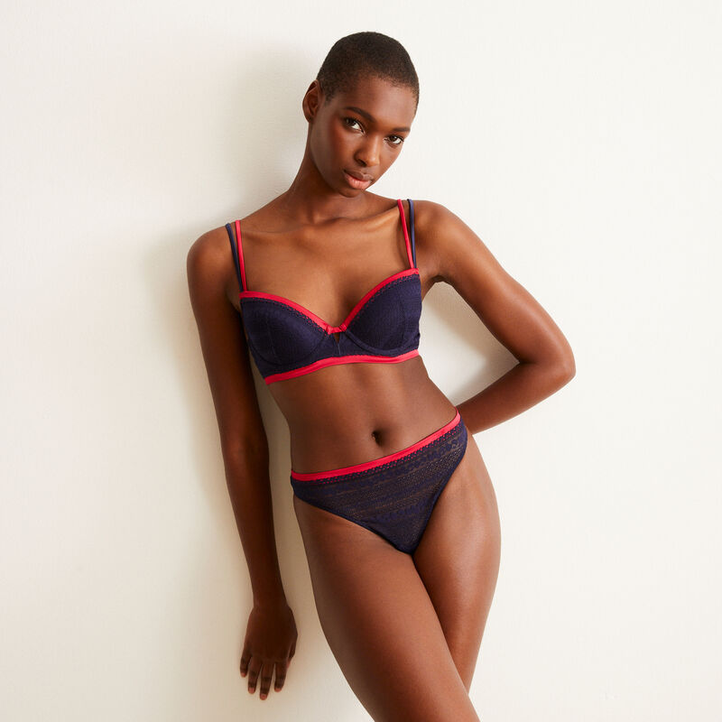 soutien-gorge ampliforme à bords roses - bleu soutien-gorge ampliforme à bords roses - bleu;