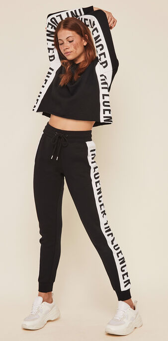 Pantalon bandes sur le c&ocirc;t&eacute; hellovibiz noir.