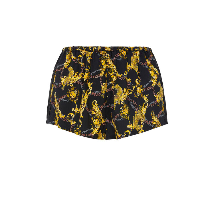 Short en satin print jimaprintiz noir.