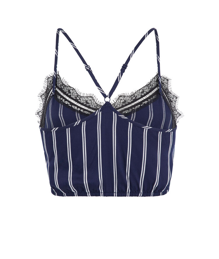 Top satin a rayures raynuitiz bleu marine.