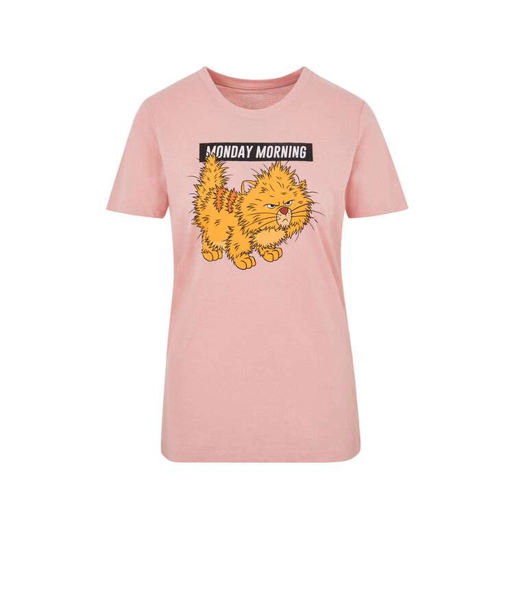 Top à manches courtes print oliver nomondayiz rose.