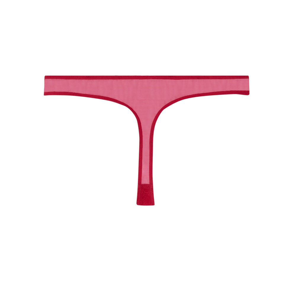 String en dentelle uni - rose rose.