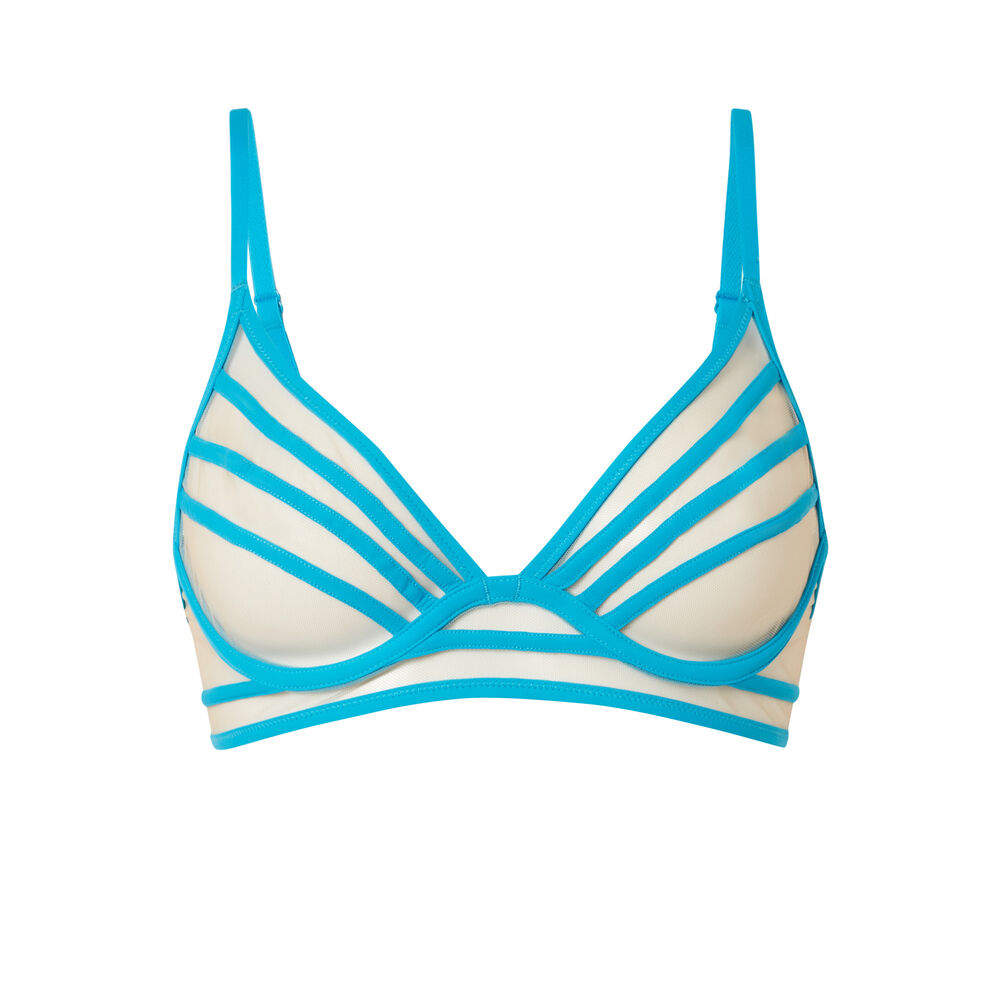 Soutien-gorge corbeille en tulle et bandes - bleu bleu.