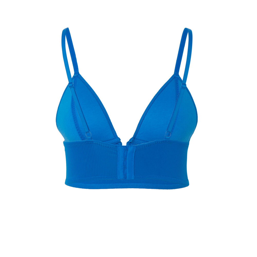 Soutien-gorge triangle sans armatures à détail décolleté - bleu bleu.