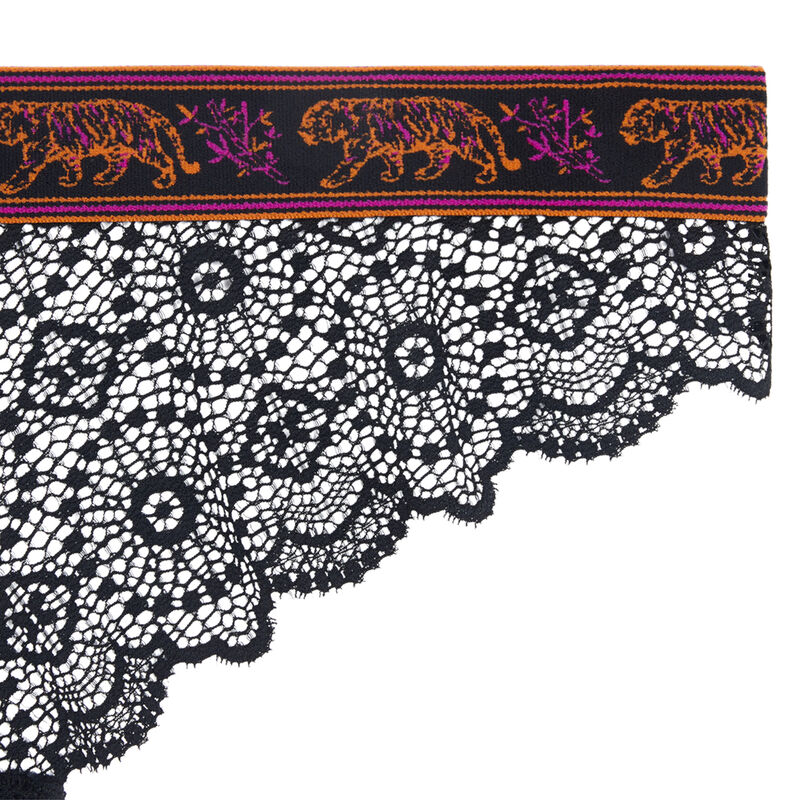 Tanga en dentelle détail broderie sendaiz noir.