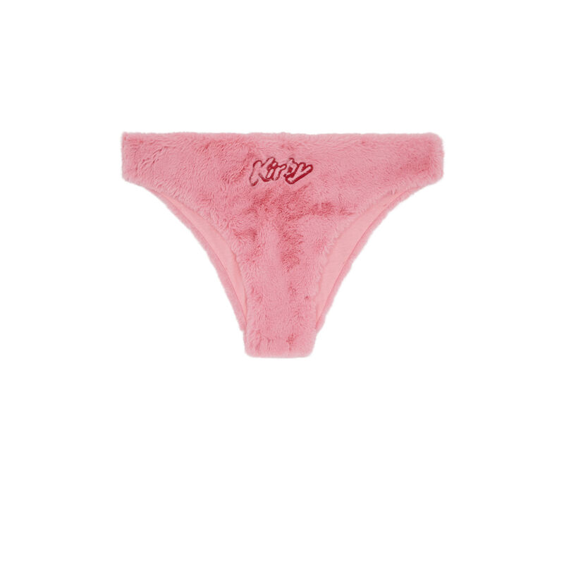 Culotte en fausse fourrure fufukirbiz rose.