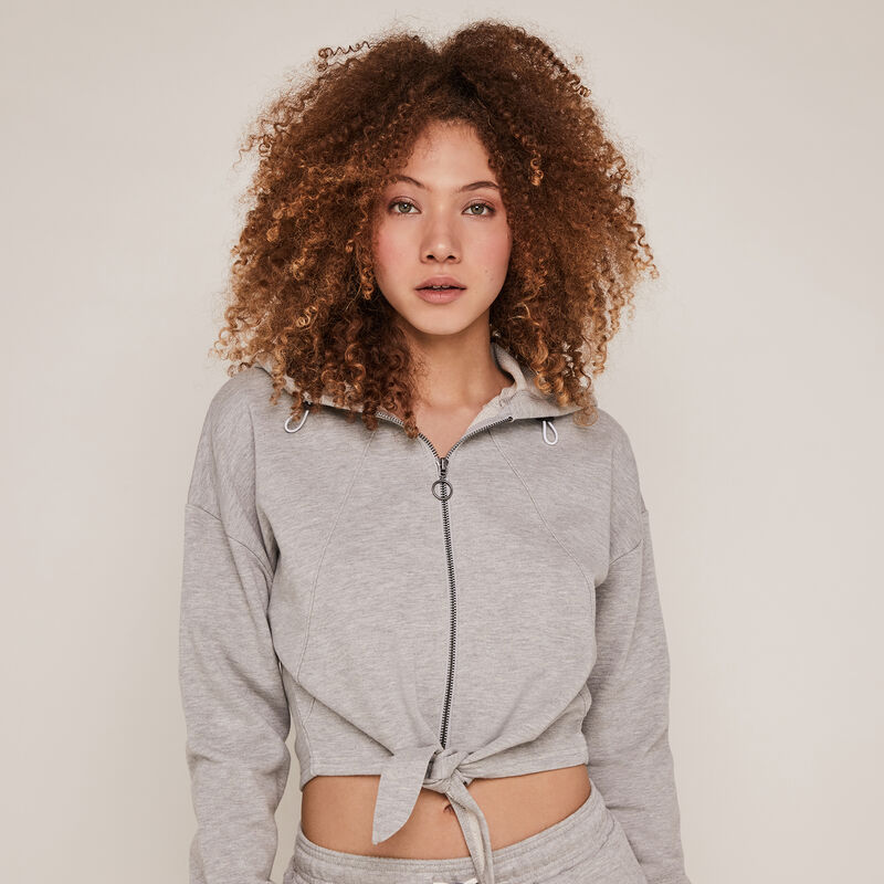 Sweat à capuche et zip - gris Sweat à capuche et zip - gris;