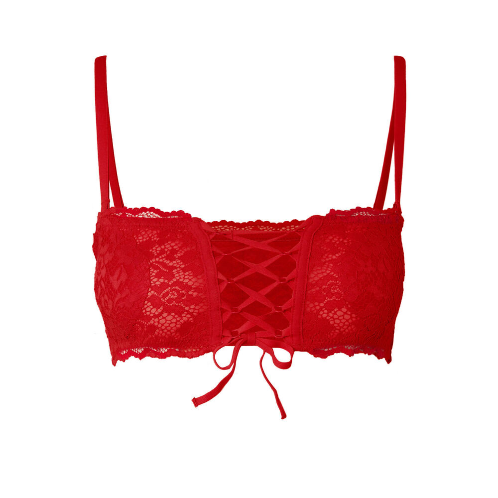 Soutien-gorge bandeau sans armatures effet corset - rouge rouge.