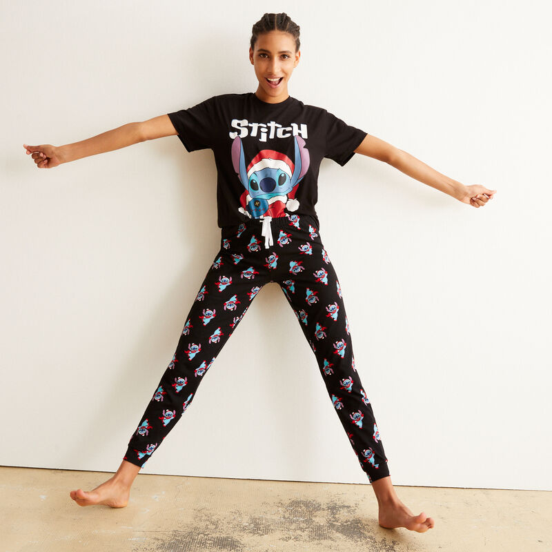 pantalon à motifs Stitch - noir pantalon à motifs Stitch - noir;
