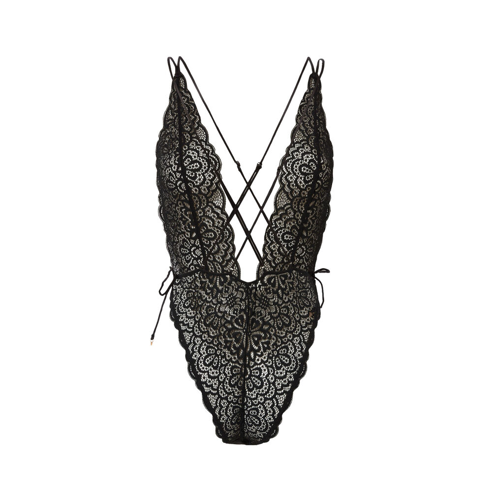 Body string tout dentelle joli dos - noir noir.