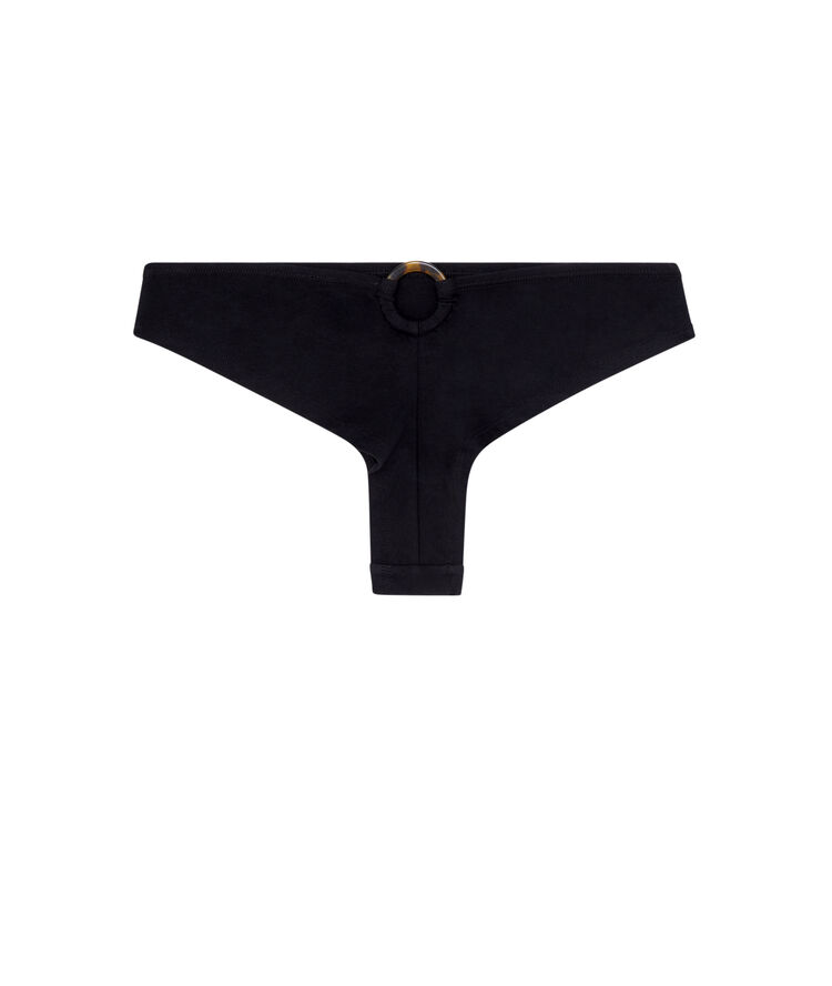 Tanga en coton à message - noir noir.