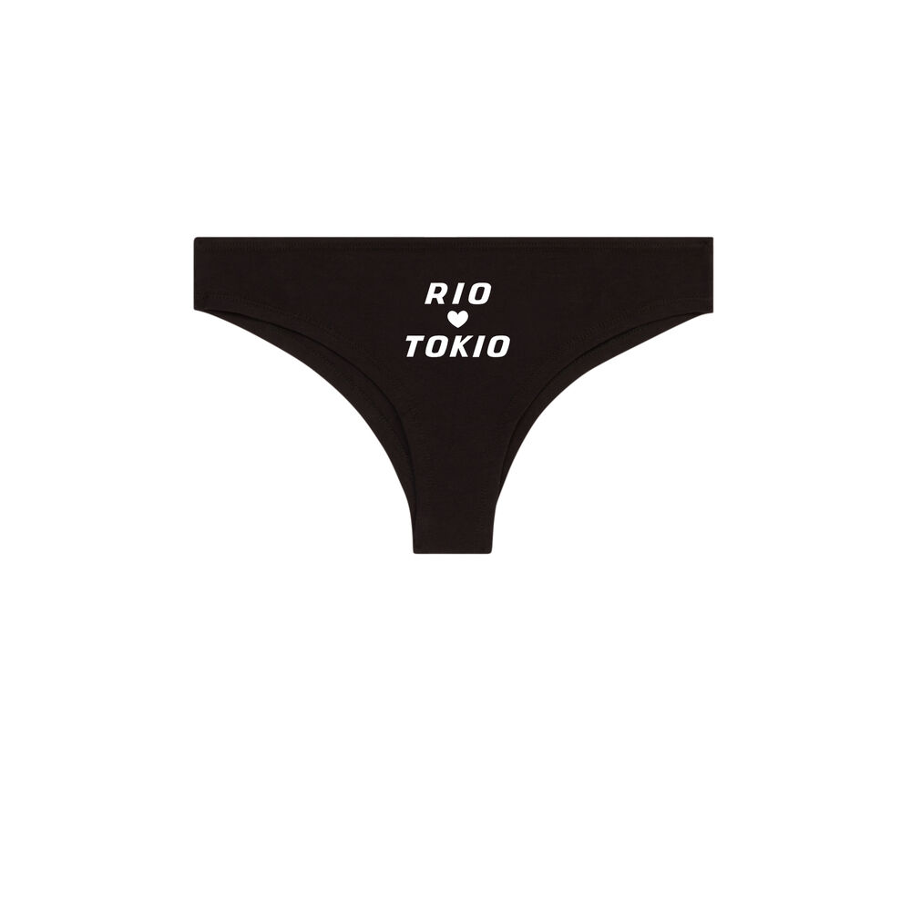 Tanga en coton casa de papel - noir noir.
