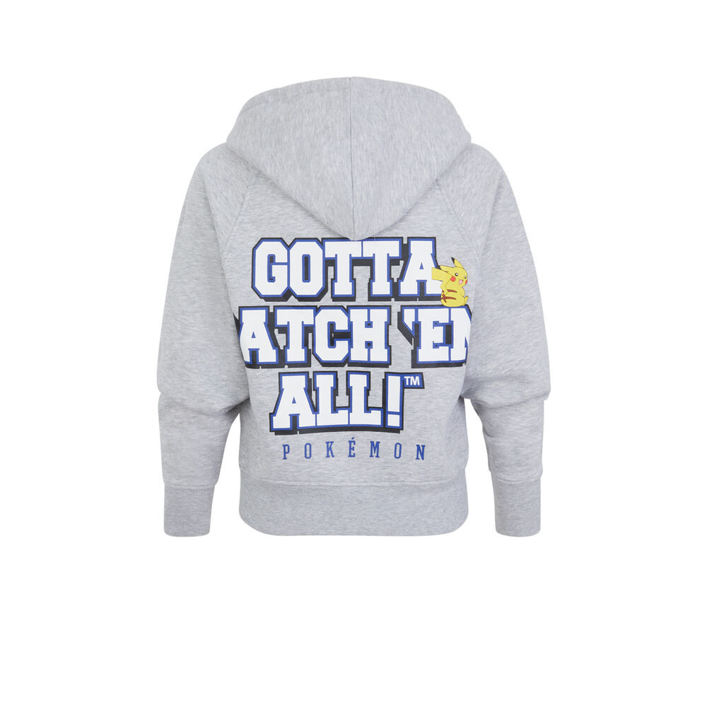 Sweat à capuche pokemon - gris grey.