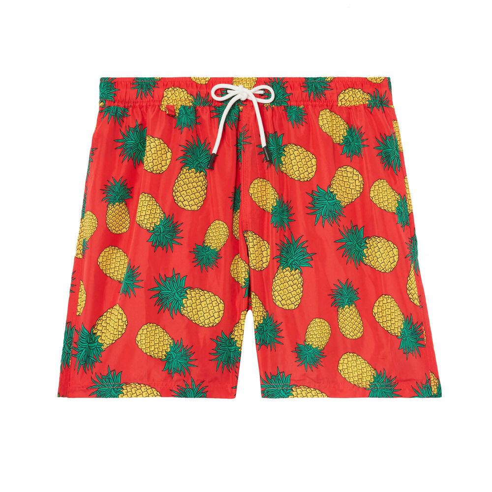 Short de bain imprimé ananas - rouge rouge.