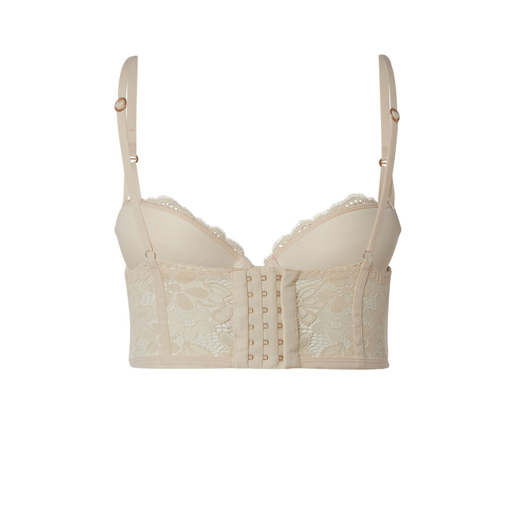 Soutien-gorge push-up bustier dentelle ajourée - écru ecru.