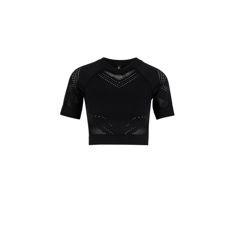 Crop top sport sans coutures herosportiz noir.
