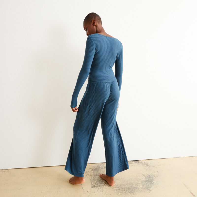 pantalon ample et cordon à nouer - bleu pantalon ample et cordon à nouer - bleu;