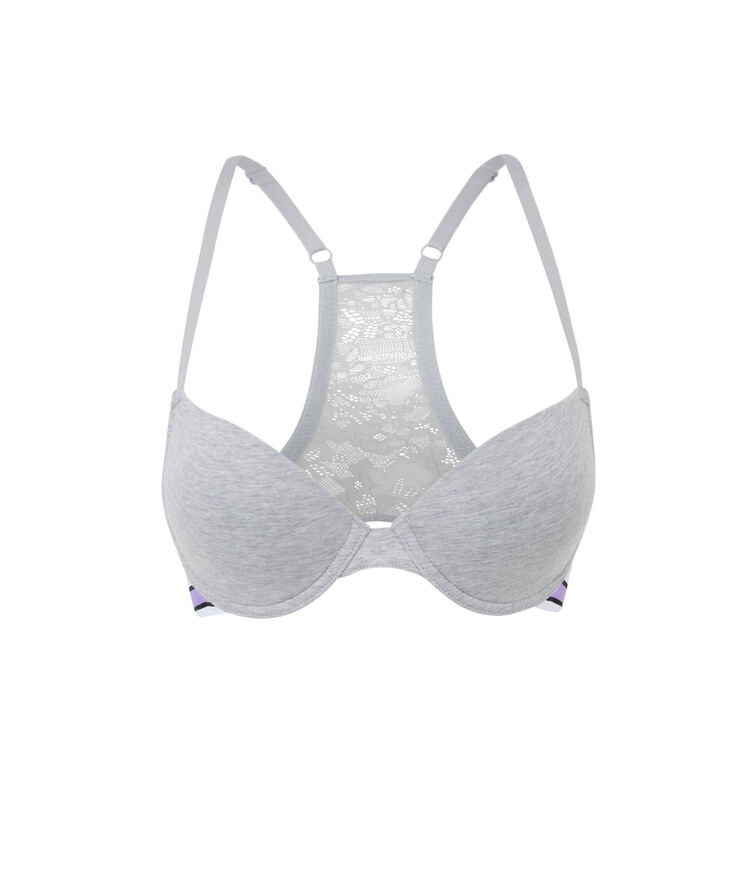 Soutien-gorge ampli coton uni toocooliz gris.