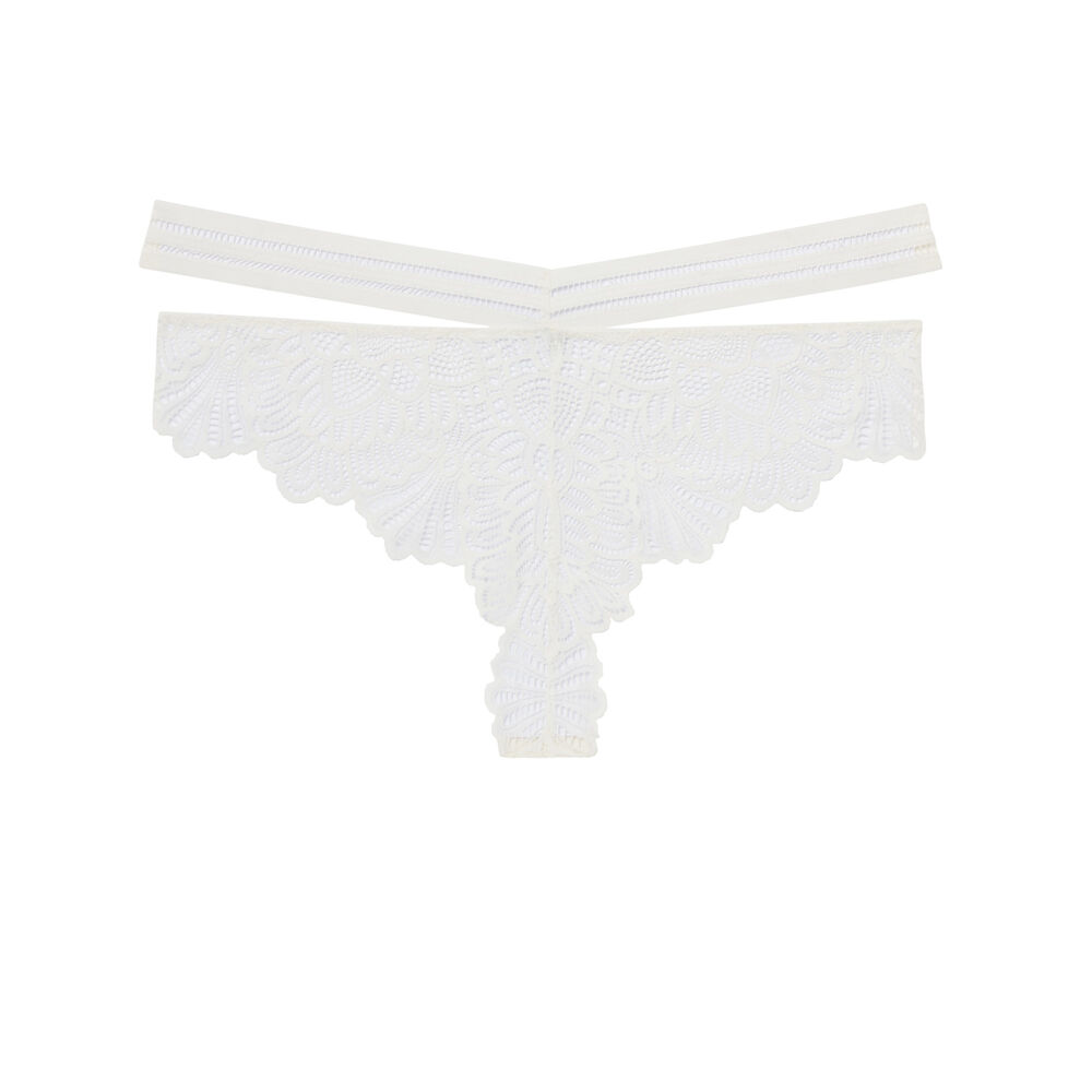 Tanga empiècement dentelle - écru ecru.