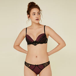 Soutien-gorge push bordeaux princiz czerwony.
