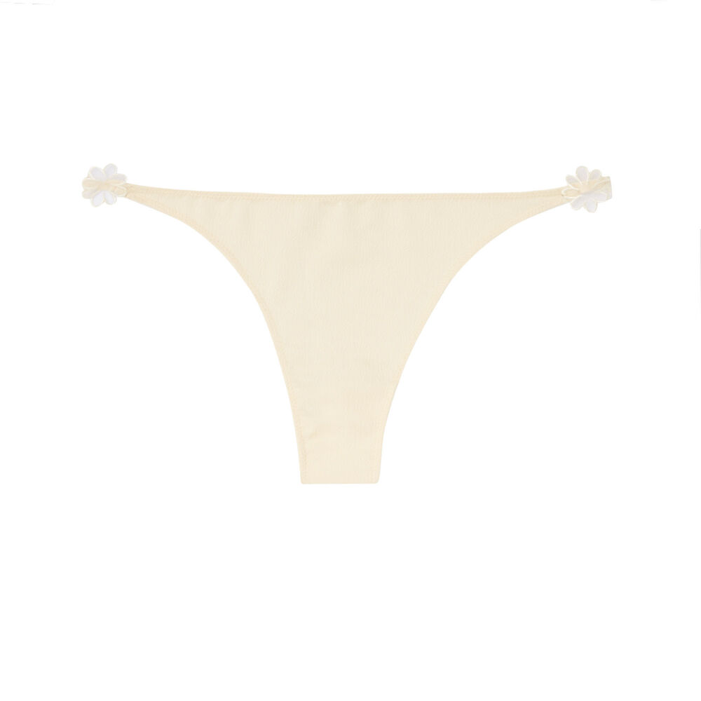 Tanga détail fleurs dentelle - ecru ecru.