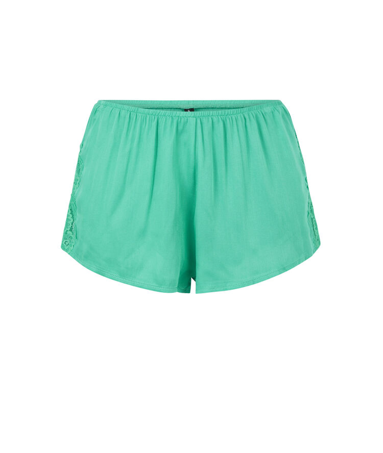 Short satiné empiècement dentelle sexysatiz vert émeraude.