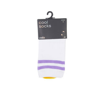 Chaussettes d&eacute;tail couleurs vintimickiz blanc.