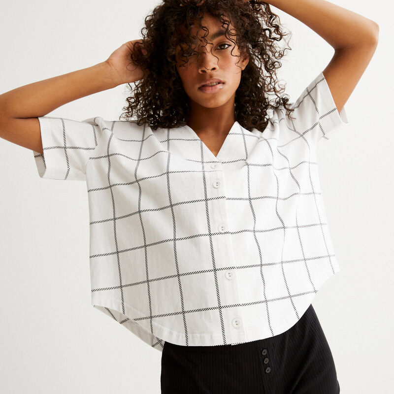 crop top chemise à carreaux - blanc crop top chemise à carreaux - blanc;
