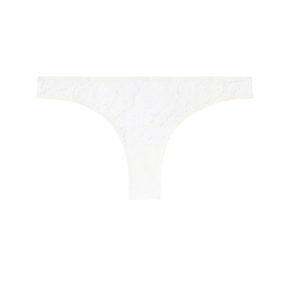 Tanga en dentelle fleurie - écru ecru.