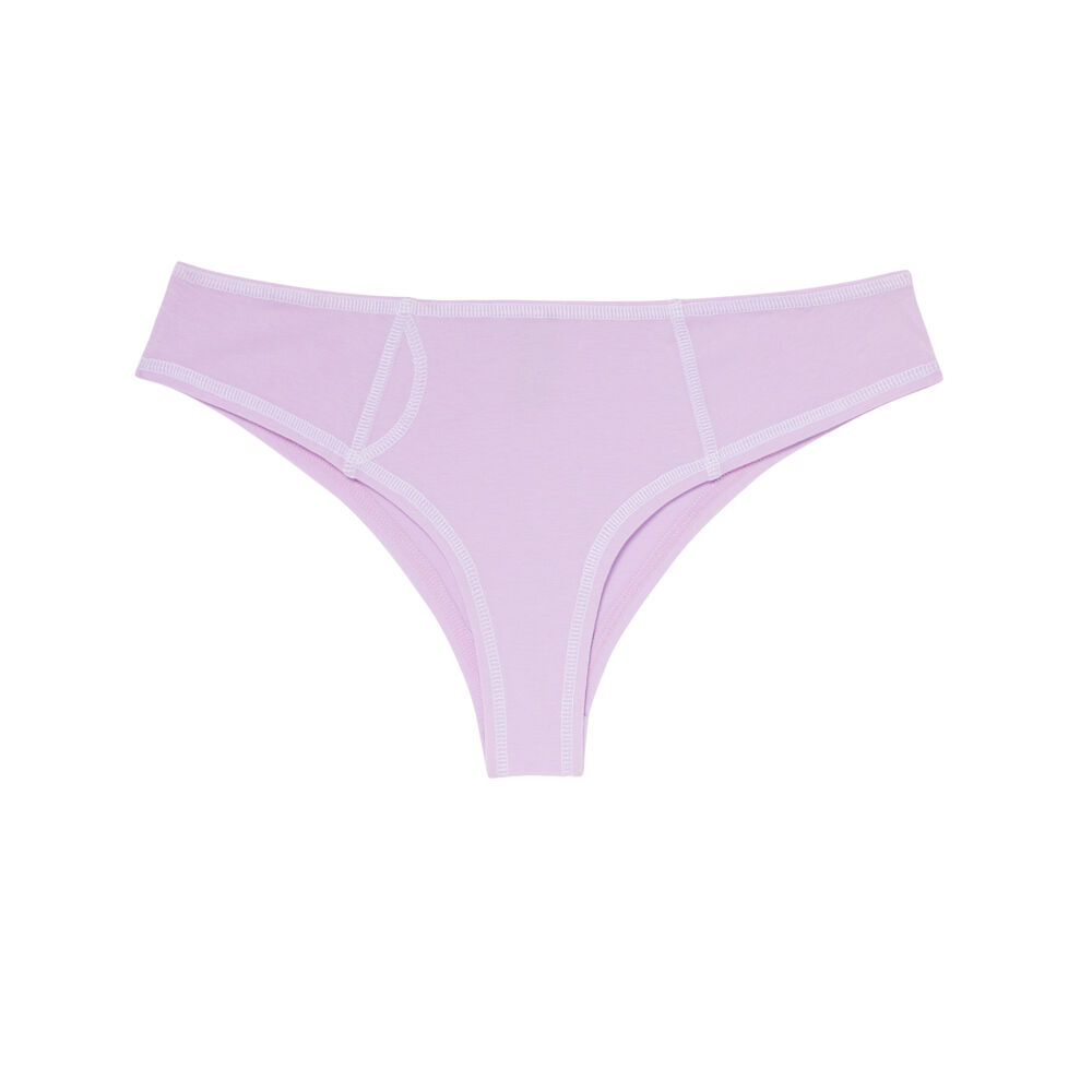 Shorty coton coutures blanches apparentes - lilas violet.