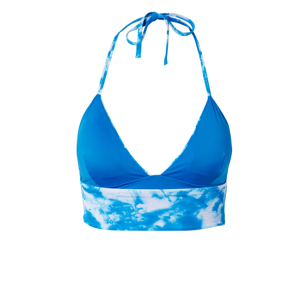 Haut de maillot triangle ampli motif tie and dye - bleu bleu.