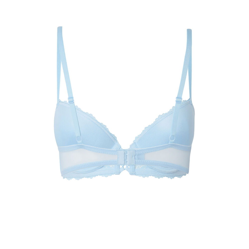 Soutien-gorge push-up en dentelle fleurie - bleu bleu.