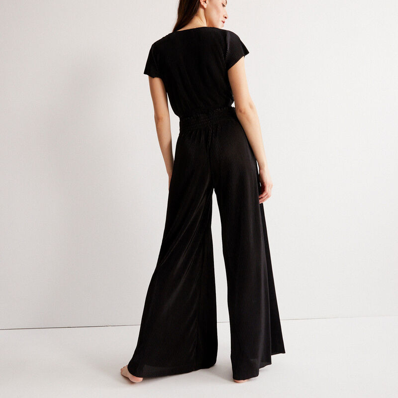 pantalon plissé à élastique froncé - noir pantalon plissé à élastique froncé - noir;