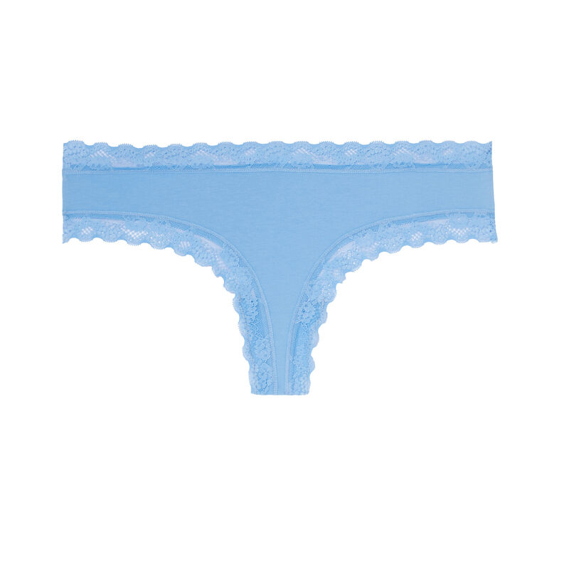 shorty en coton uni et dentelle - bleu shorty en coton uni et dentelle - bleu;