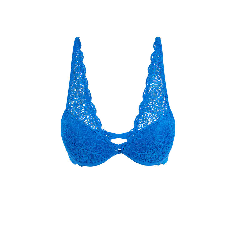 Soutien-gorge foulard push-up dentelle amoriz bleu roi.