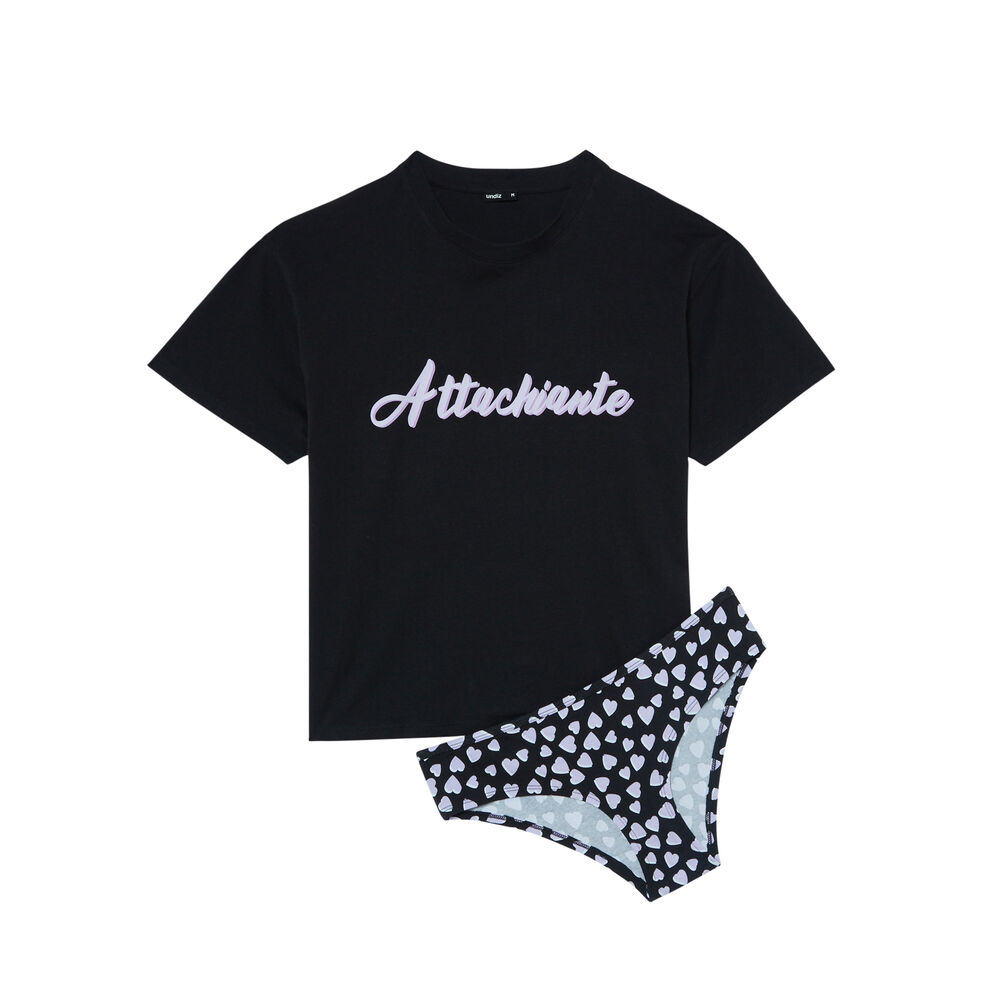 Set top et culotte à message attachiante - noir noir.