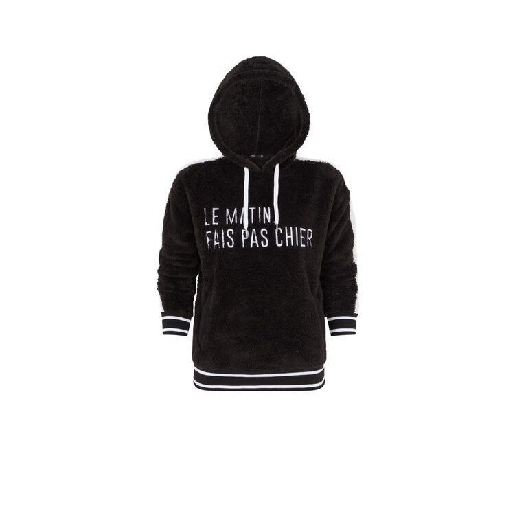 Sweat à capuche polaire à message matichieusiz noir.