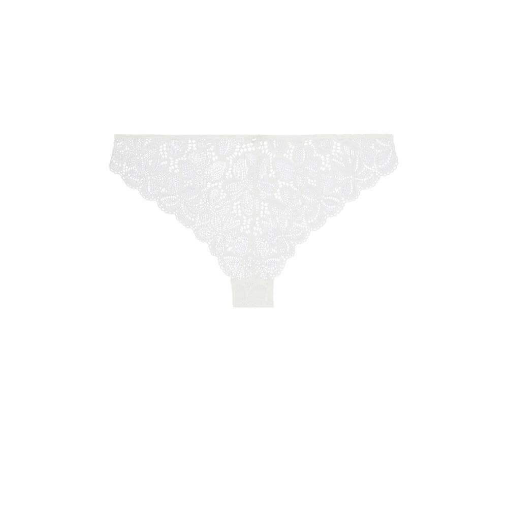 Tanga en dentelle - blanc blanc.